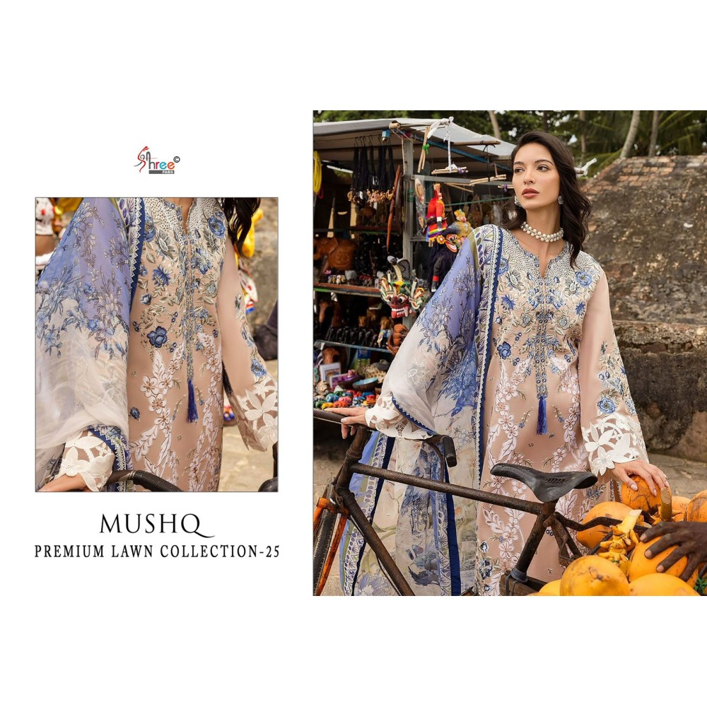 MUSHQ PREMIUM LAWN COLLECTION 2 SHREE (cotton dupatta)