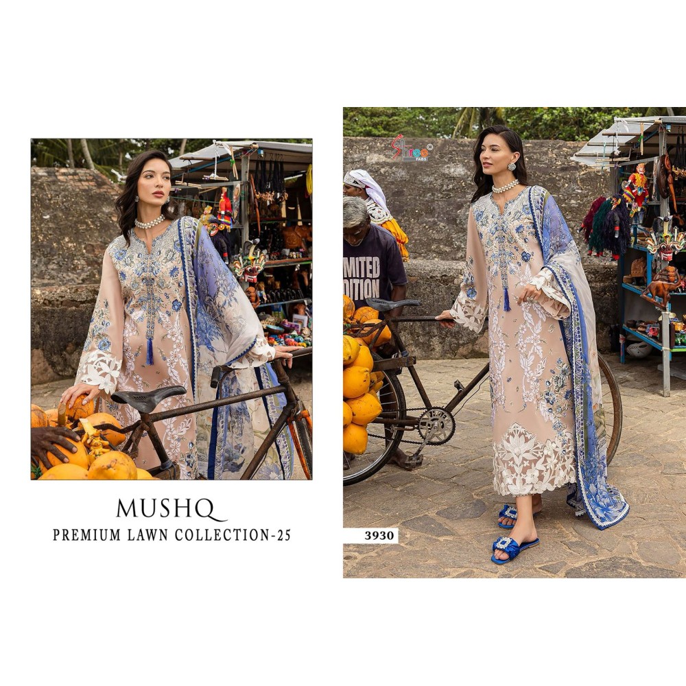 MUSHQ PREMIUM LAWN COLLECTION 2 SHREE (cotton dupatta)