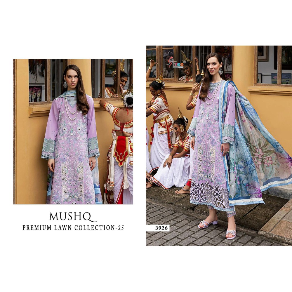 MUSHQ PREMIUM LAWN COLLECTION 2 SHREE (cotton dupatta)