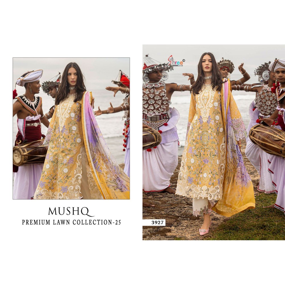 MUSHQ PREMIUM LAWN COLLECTION 2 SHREE (cotton dupatta)