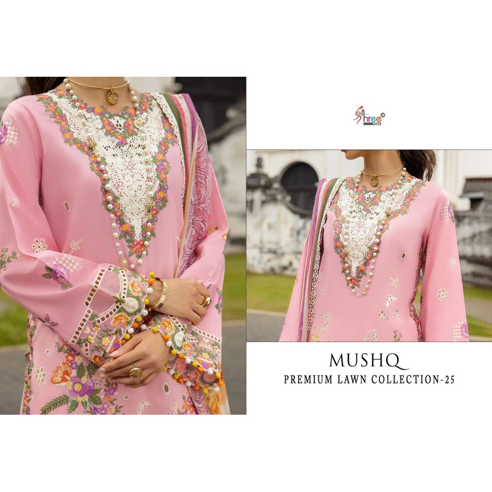 MUSHQ PREMIUM LAWN COLLECTION 2 SHREE (cotton dupatta)