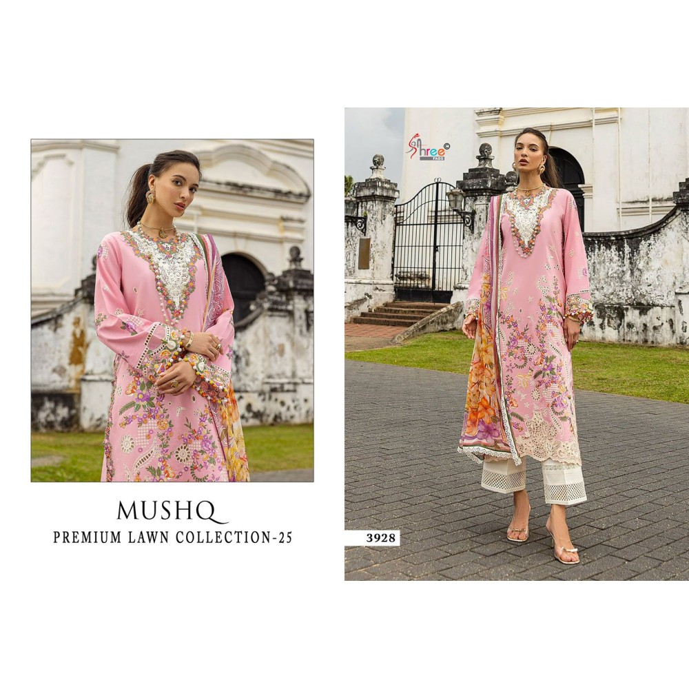 MUSHQ PREMIUM LAWN COLLECTION 2 SHREE (cotton dupatta)