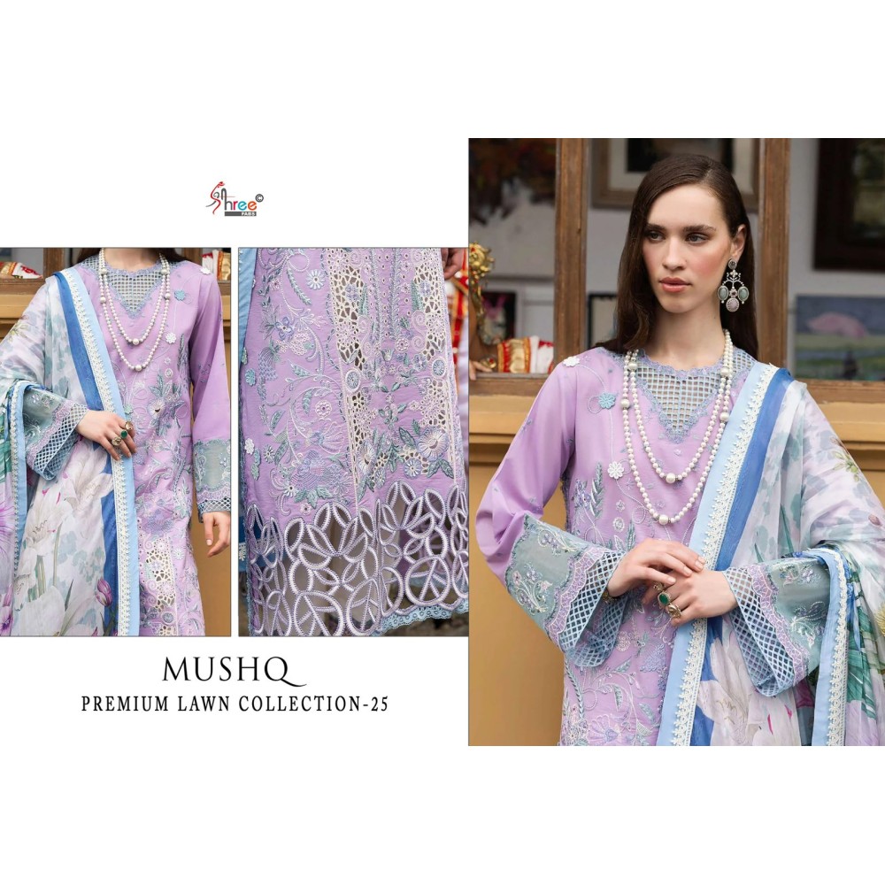 MUSHQ PREMIUM LAWN COLLECTION 2 SHREE (cotton dupatta)