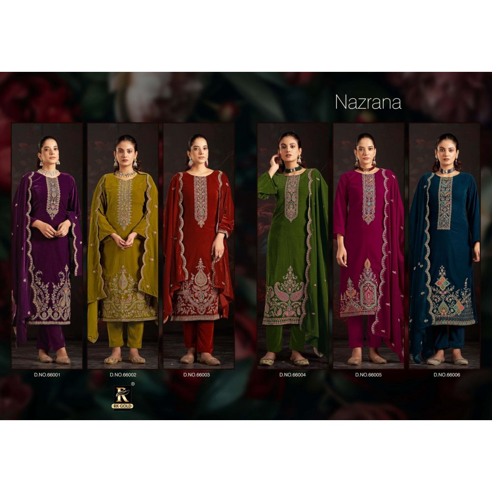 NAZRANA VALVET RK GOLD (Winter Collection)