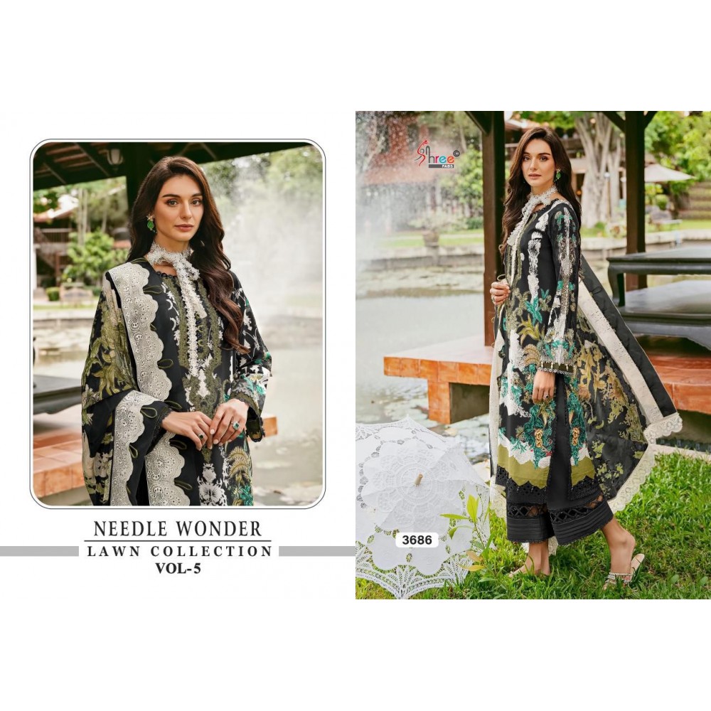 NEEDLE WONDER LAWN COLLECTION VOL 5 SHREE (Chiffon Dupatta)