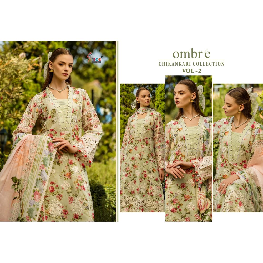 OMBRE CHIKANKARI COLLECTION VOL 2 SHREE (Cotton Dupatta)