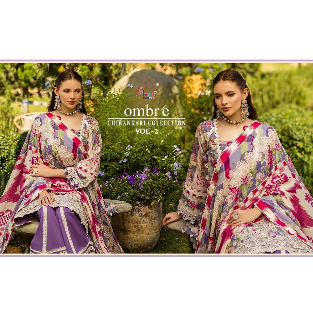 OMBRE CHIKANKARI COLLECTION VOL 2 SHREE (Cotton Dupatta)