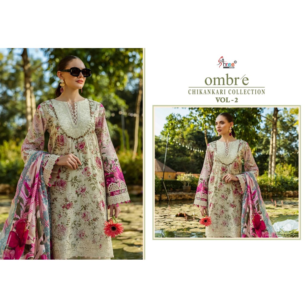 OMBRE CHIKANKARI COLLECTION VOL 2 SHREE (Cotton Dupatta)
