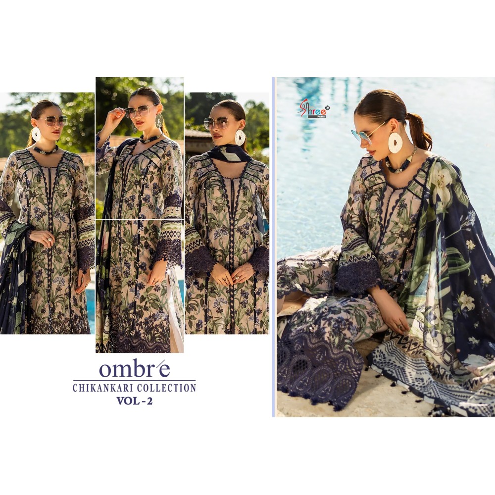 OMBRE CHIKANKARI COLLECTION VOL 2 SHREE (Cotton Dupatta)