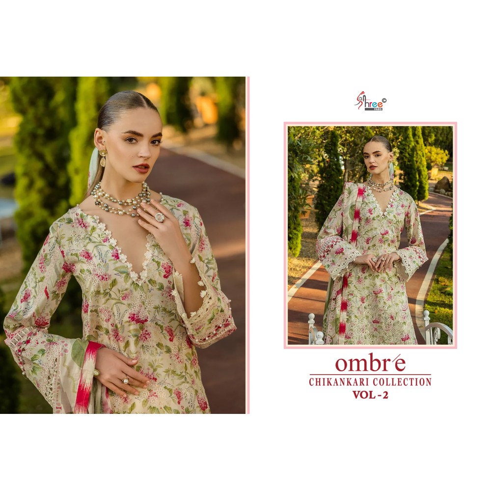 OMBRE CHIKANKARI COLLECTION VOL 2 SHREE (Cotton Dupatta)