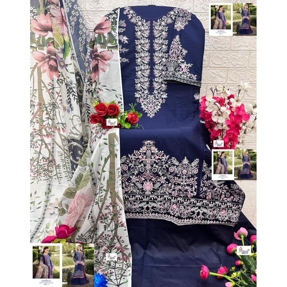 OMBRE LAWN COLLECTION 2025 VOL 4 SUPER NX SHREE (Chiffon Dupatta)