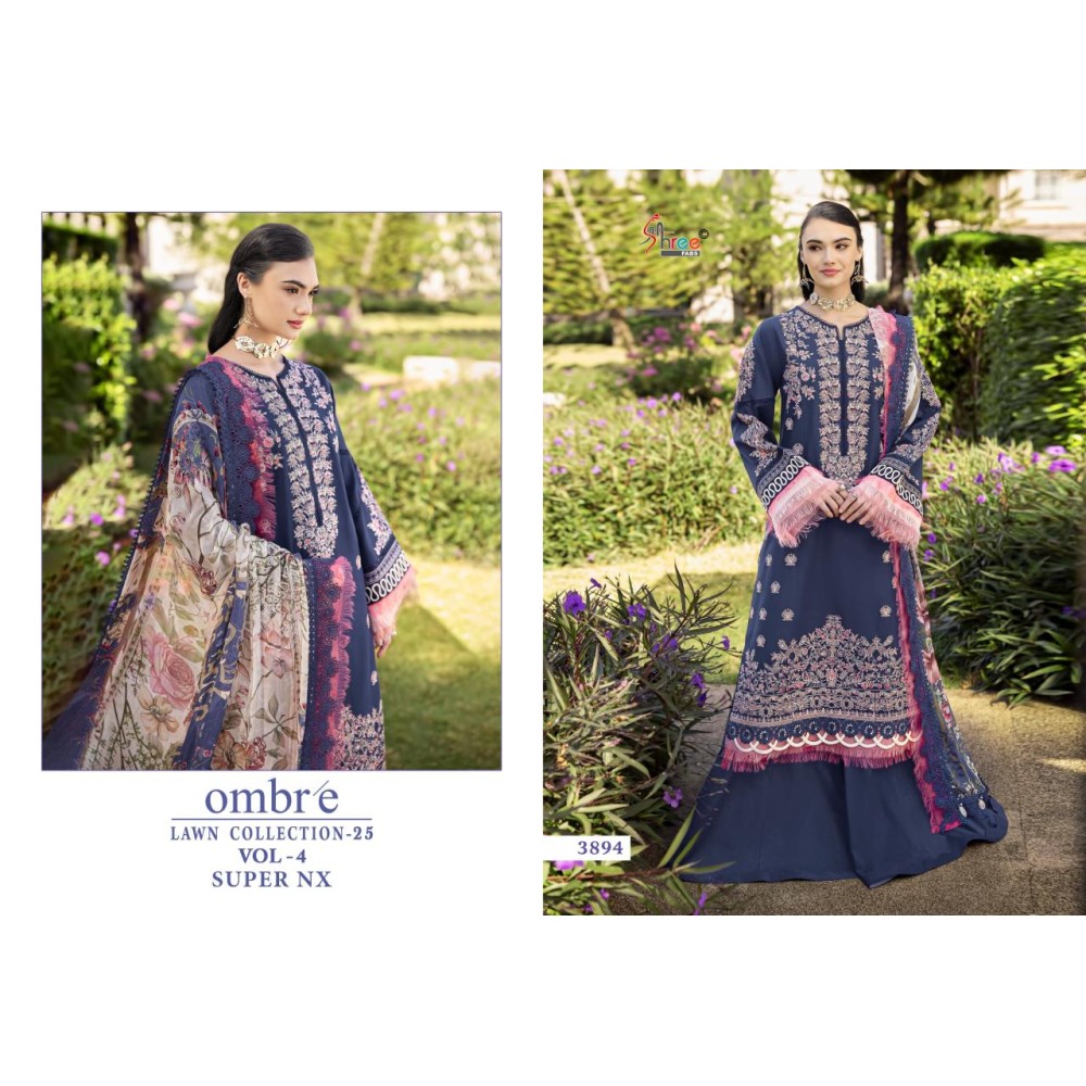 OMBRE LAWN COLLECTION 2025 VOL 4 SUPER NX SHREE (Chiffon Dupatta)