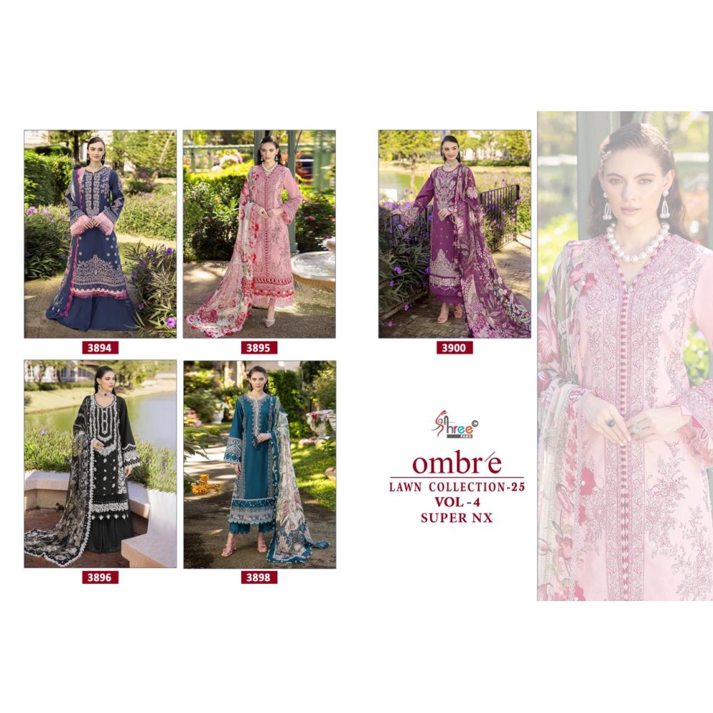 OMBRE LAWN COLLECTION 2025 VOL 4 SUPER NX SHREE (Chiffon Dupatta)