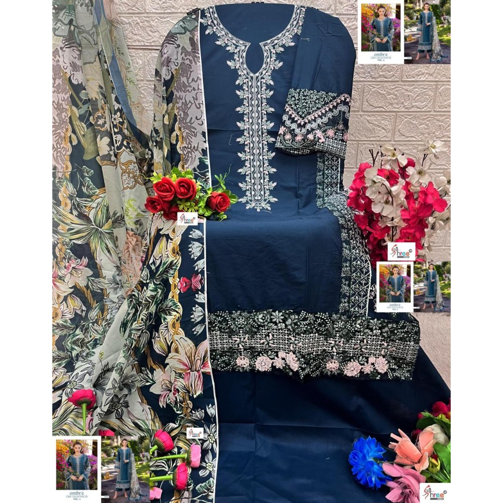 OMBRE LAWN COLLECTION 2025 VOL 4 SUPER NX SHREE (Chiffon Dupatta)