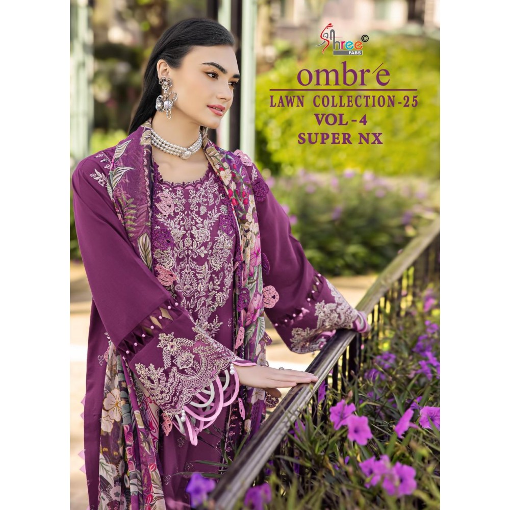 OMBRE LAWN COLLECTION 2025 VOL 4 SUPER NX SHREE (Chiffon Dupatta)