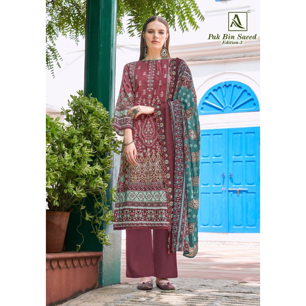 PAK BIN SAEED 3 ALOK SUITS (Cotton Dupatta)