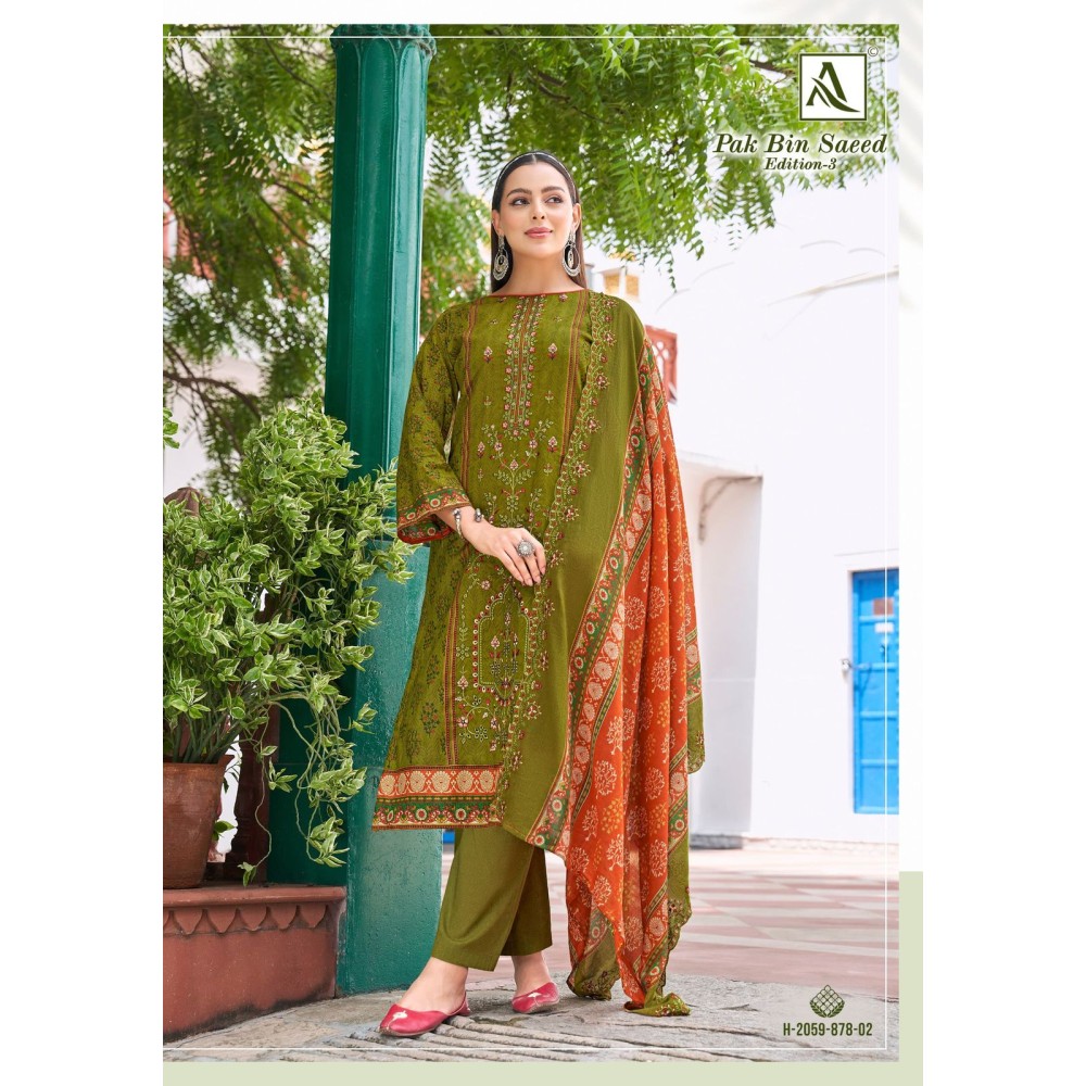 PAK BIN SAEED 3 ALOK SUITS (Cotton Dupatta)