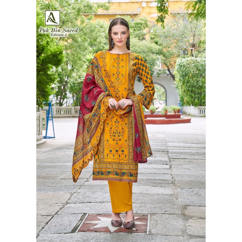PAK BIN SAEED 3 ALOK SUITS (Cotton Dupatta)