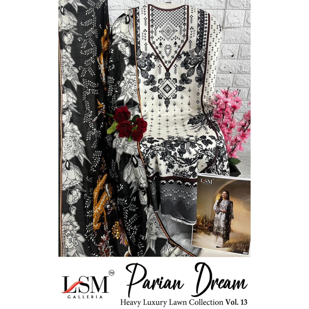 PARIAN DREAM HEAVY LUXURY LAWN COLLECTION VOL 13 (Cotton Dupatta)
