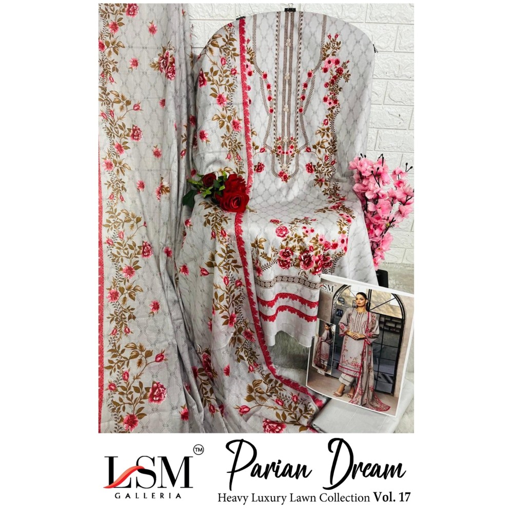 PARIAN DREAM HEAVY LUXURY LAWN COLLECTION VOL 17 (cotton dupatta)