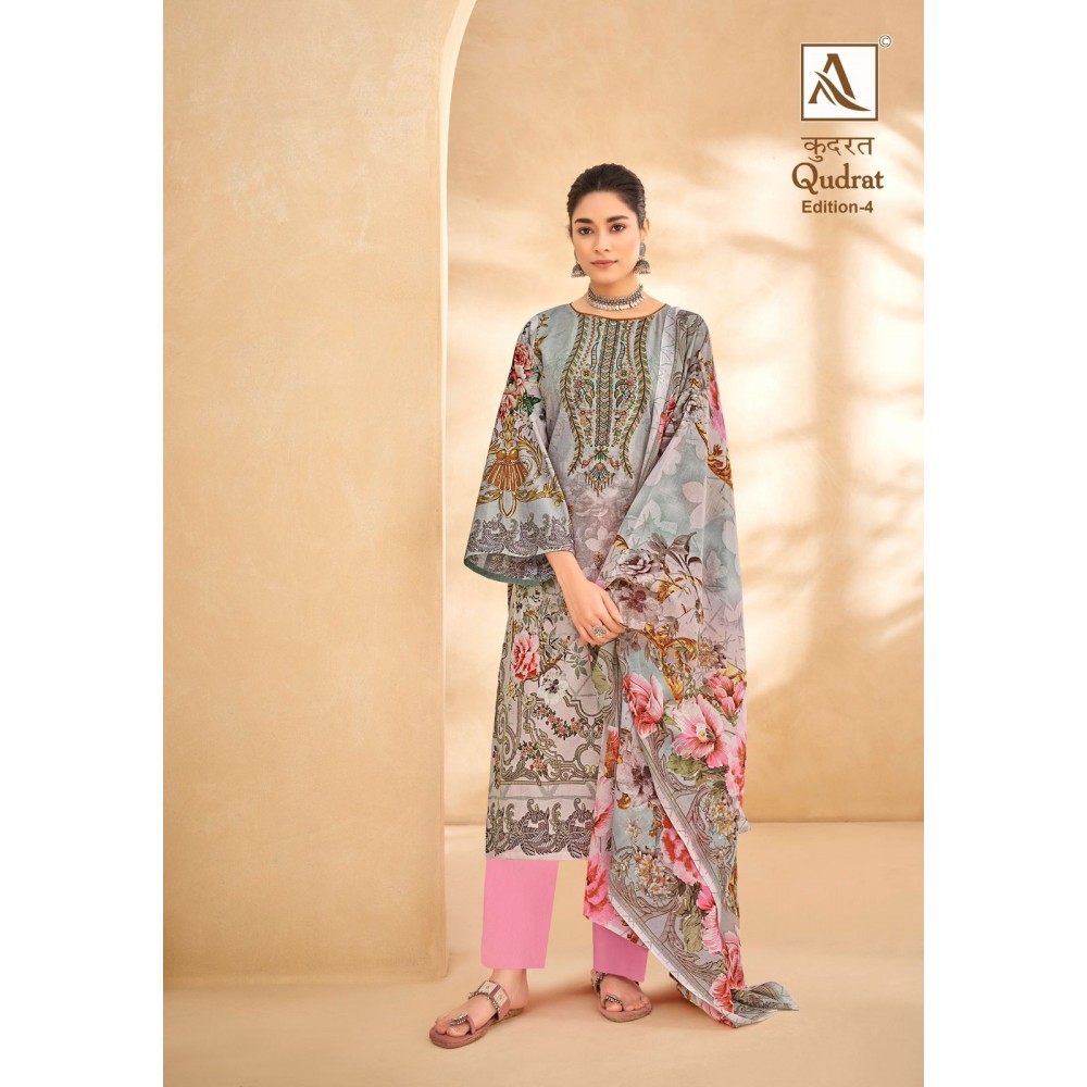 QUDRAT 4 ALOK SUITS (Cotton Dupatta)