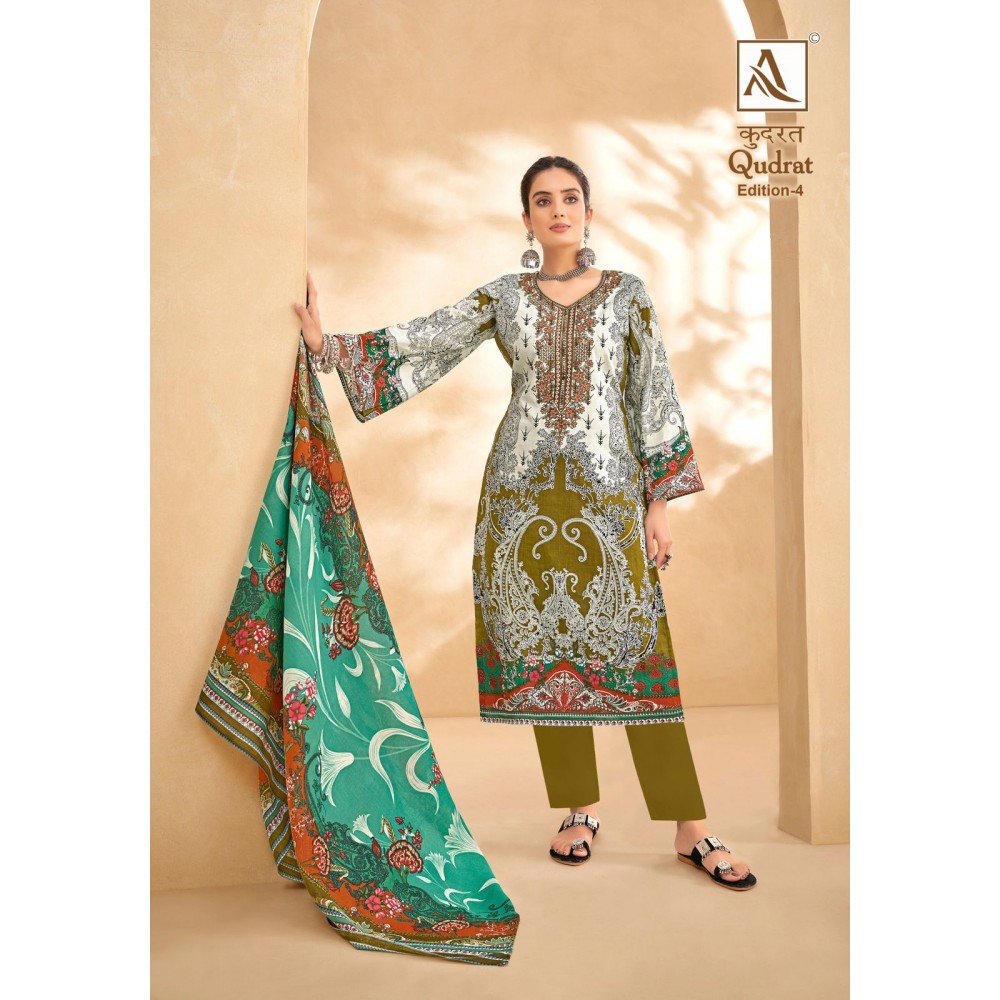 QUDRAT 4 ALOK SUITS (Cotton Dupatta)