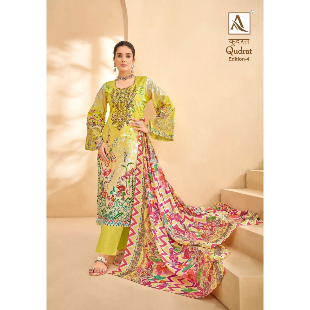 QUDRAT 4 ALOK SUITS (Cotton Dupatta)