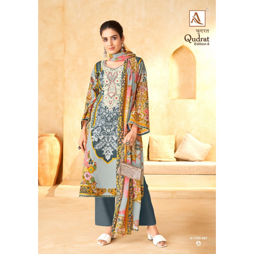 QUDRAT 5 ALOK SUITS (Cotton Dupatta)