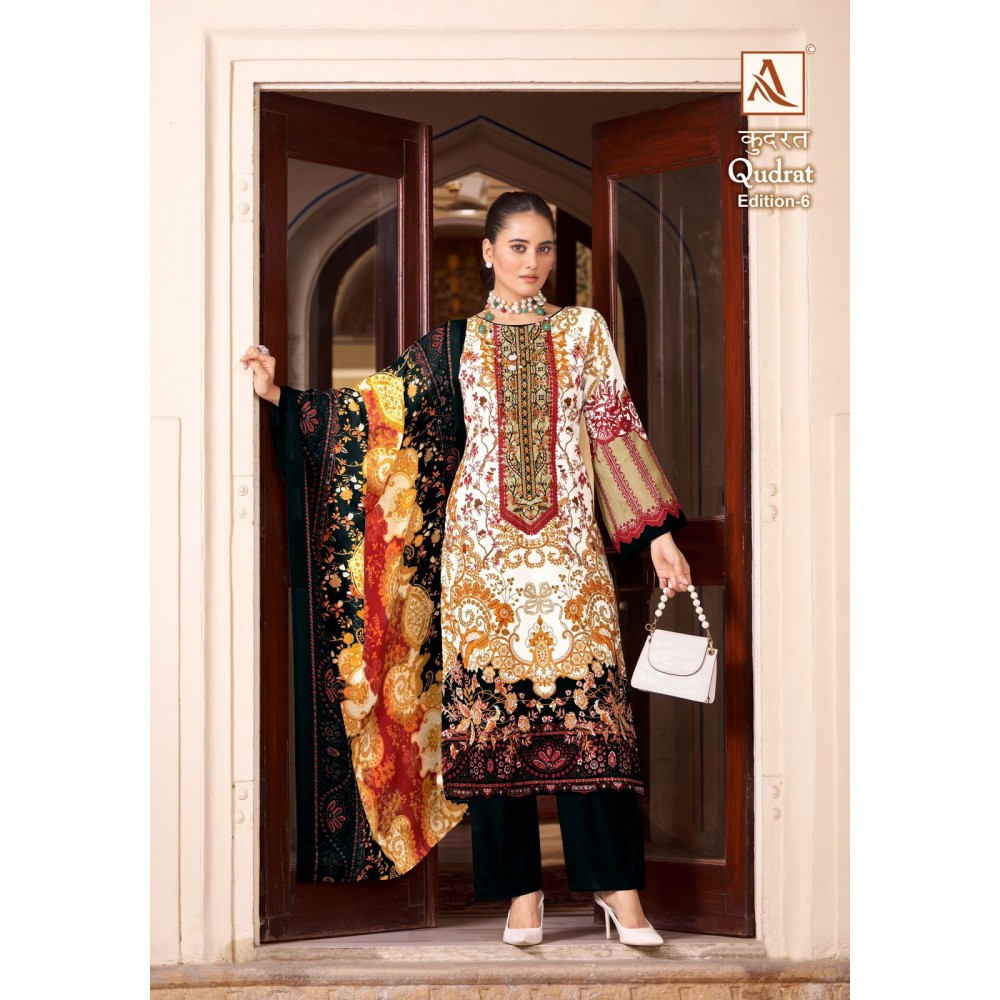 QUDRAT 6 ALOK SUITS (Cotton Dupatta)