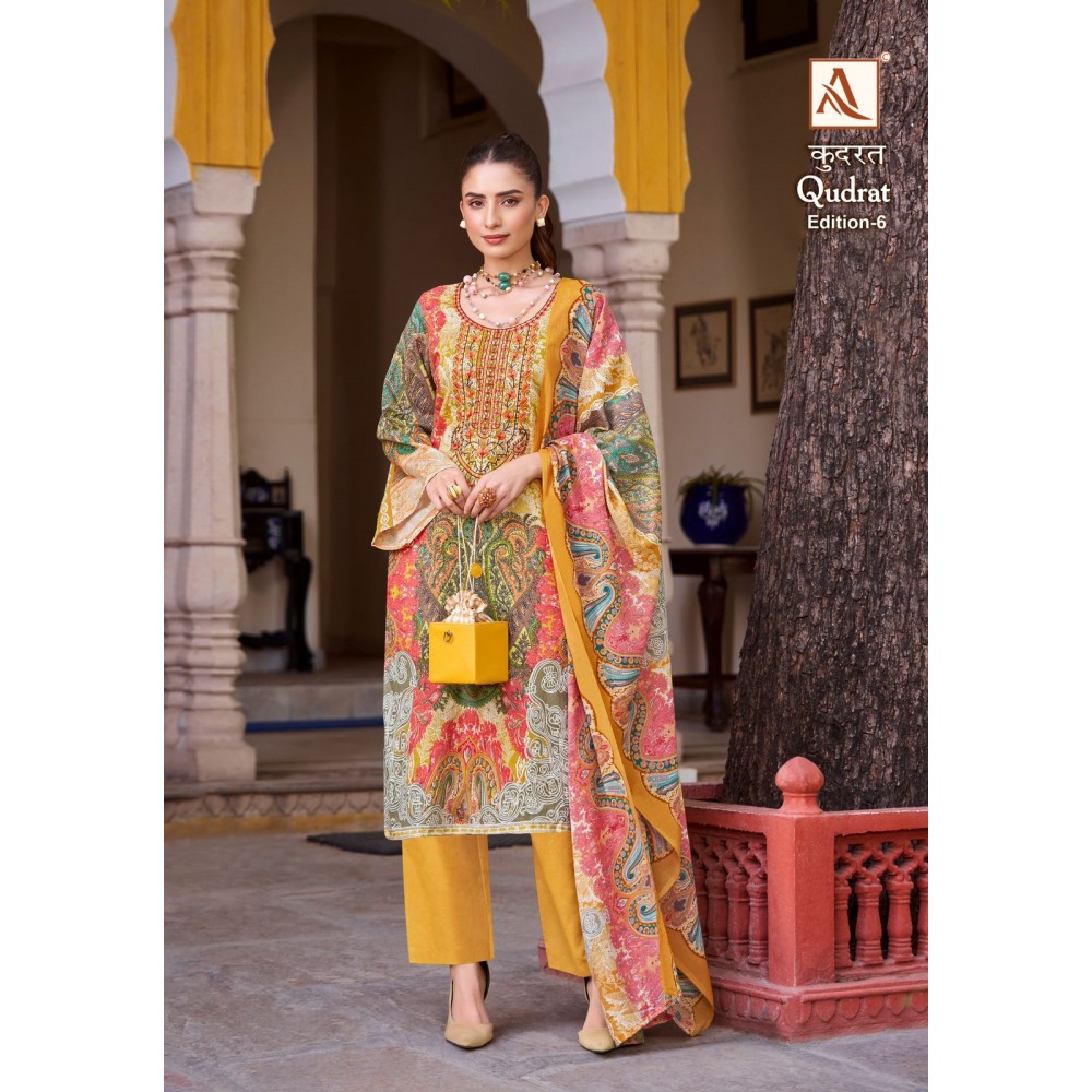 QUDRAT 6 ALOK SUITS (Cotton Dupatta)