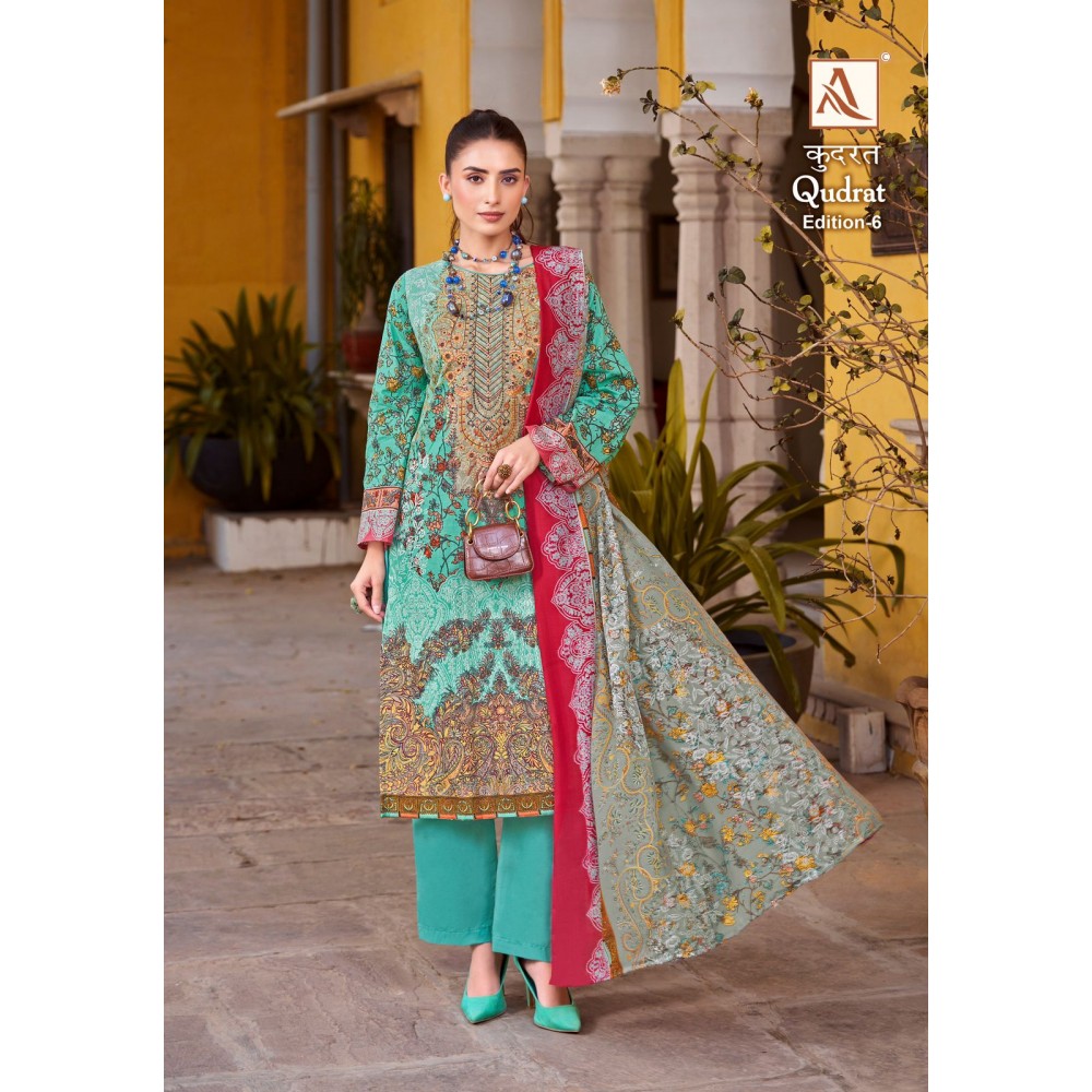 QUDRAT 6 ALOK SUITS (Cotton Dupatta)