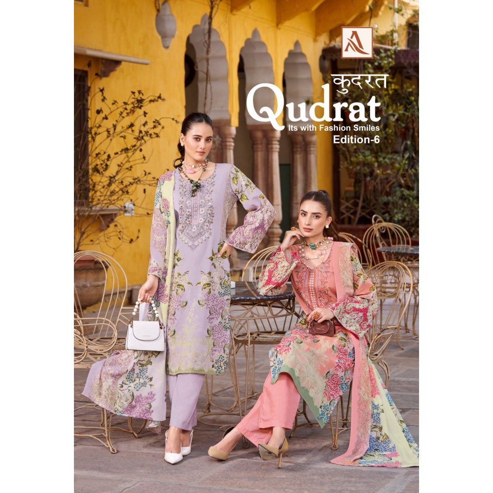 QUDRAT 6 ALOK SUITS (Cotton Dupatta)