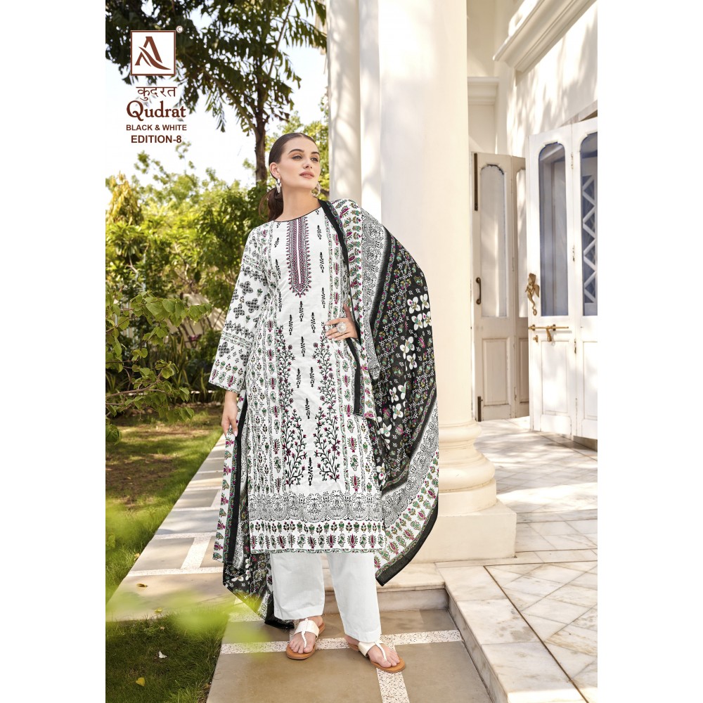 QUDRAT 8 ALOK SUITS (Cotton Dupatta)