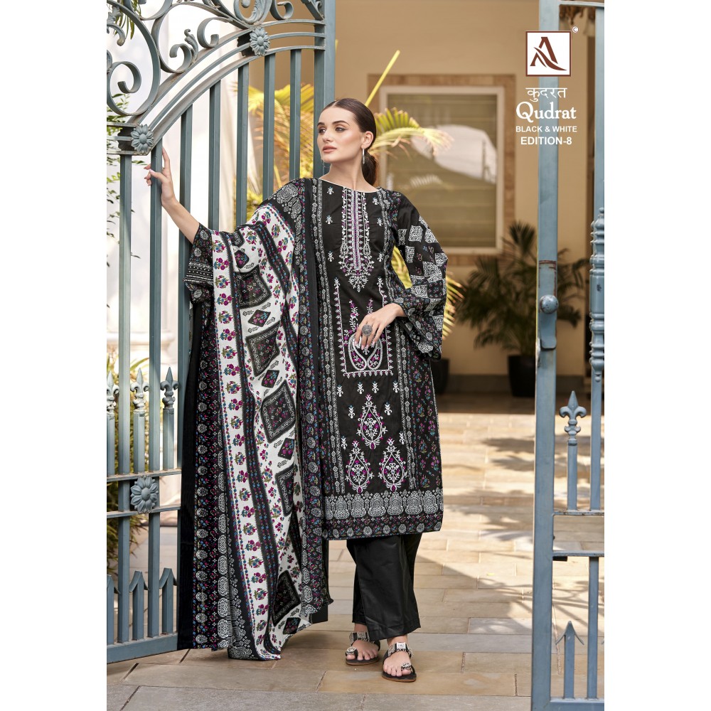 QUDRAT 8 ALOK SUITS (Cotton Dupatta)