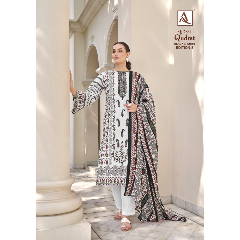 QUDRAT 8 ALOK SUITS (Cotton Dupatta)