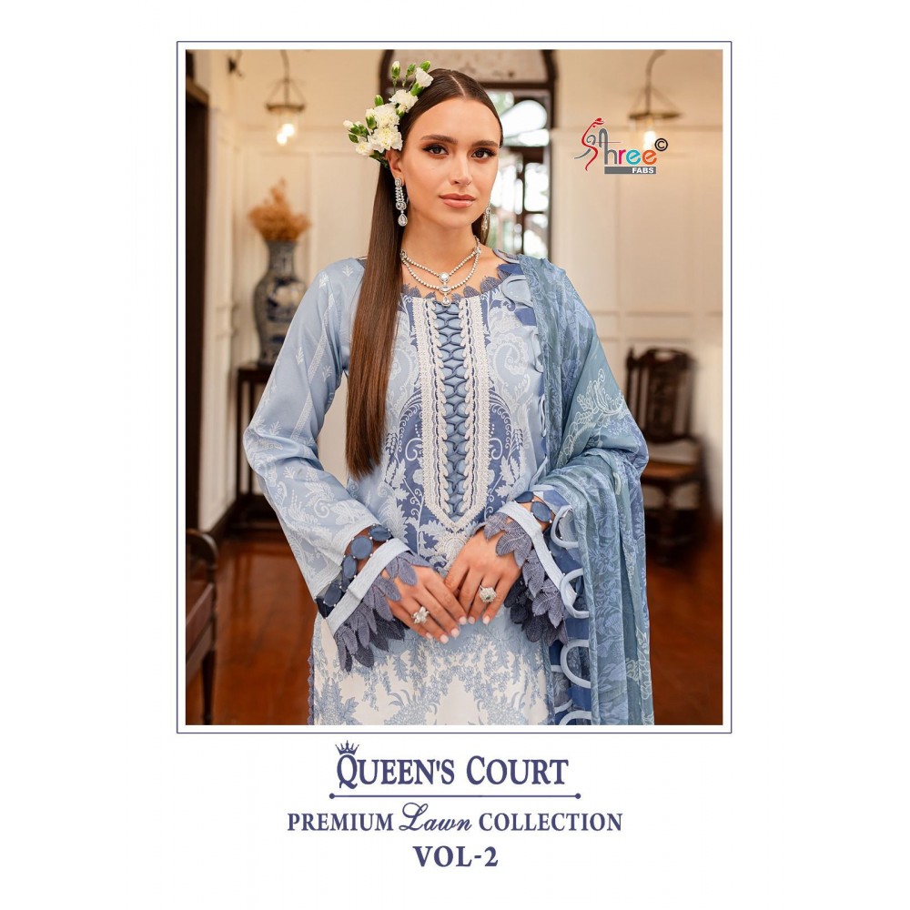 QUEENS COURT PREMIUM LAWN COLLECTION VOL 2 SHREE (Cotton Dupatta)