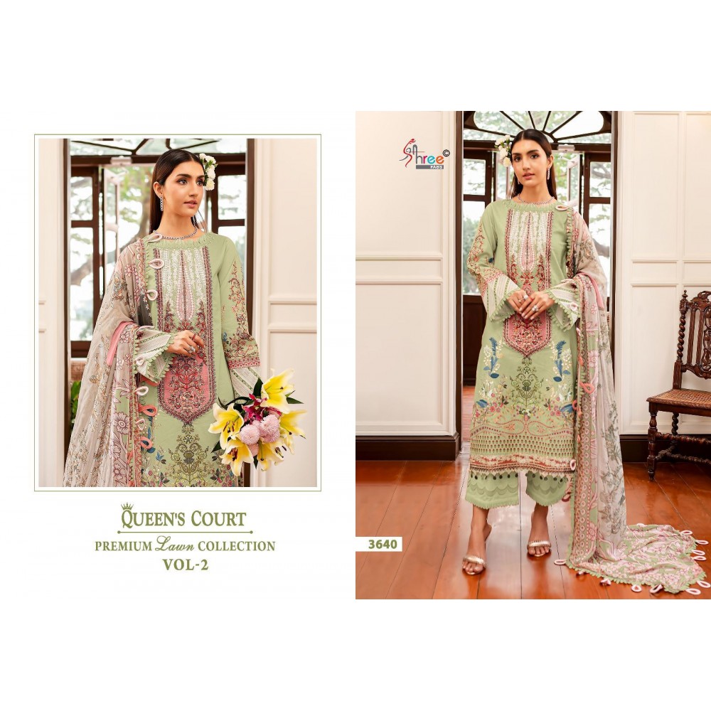 QUEENS COURT PREMIUM LAWN COLLECTION VOL 2 SHREE (Cotton Dupatta)