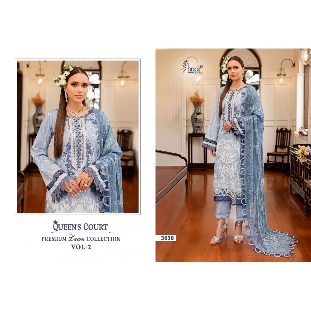 QUEENS COURT PREMIUM LAWN COLLECTION VOL 2 SHREE (Cotton Dupatta)