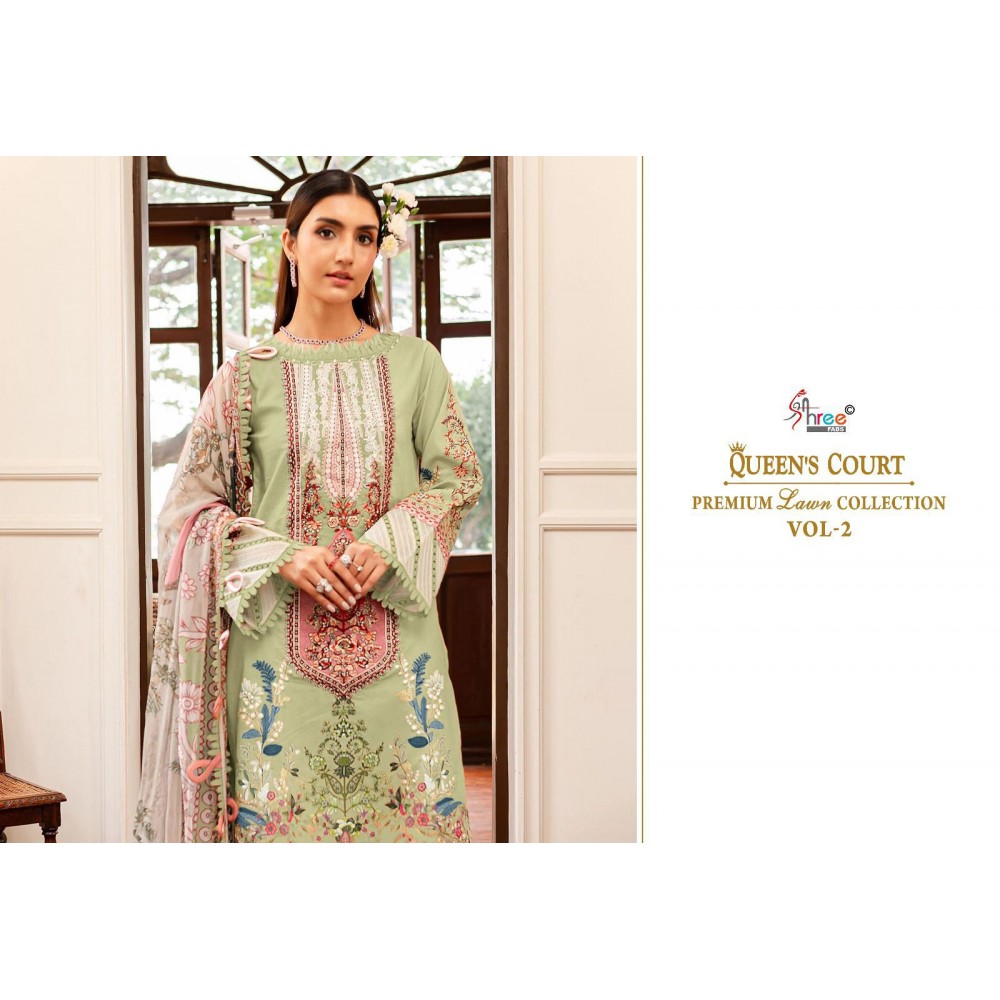 QUEENS COURT PREMIUM LAWN COLLECTION VOL 2 SHREE (Cotton Dupatta)