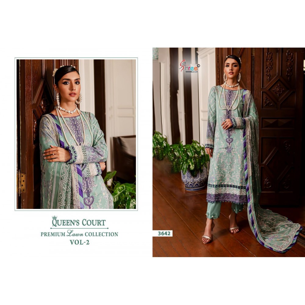 QUEENS COURT PREMIUM LAWN COLLECTION VOL 2 SHREE (Cotton Dupatta)