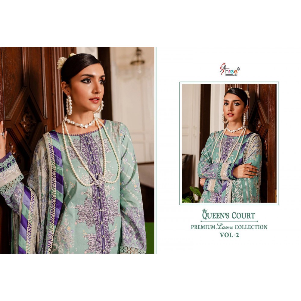 QUEENS COURT PREMIUM LAWN COLLECTION VOL 2 SHREE (Cotton Dupatta)