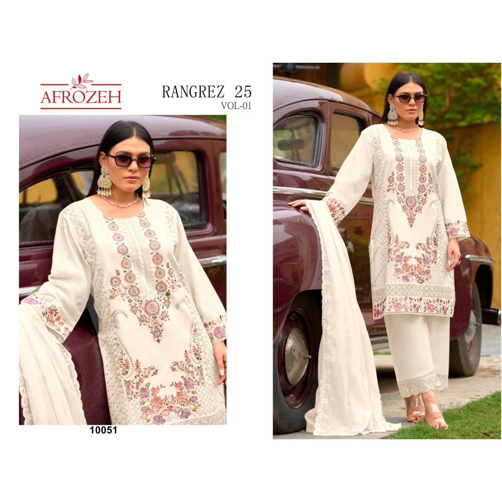 RANGREZ 25 VOL 1 LUXURY LAWN COLLECTION AFROZEH (Cotton Dupatta)