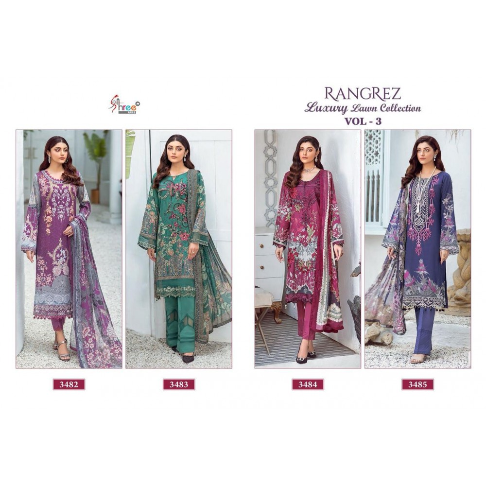 RANGREZ LUXURY LAWN COLLECTION VOL 3 SHREE (Cotton Dupatta)