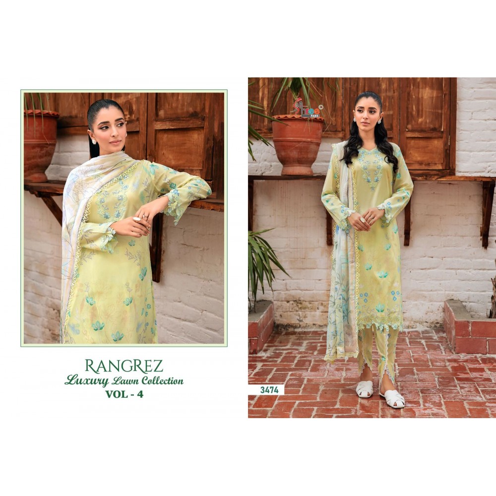 RANGREZ LUXURY LAWN COLLECTION VOL 4 SHREE (Cotton Dupatta)