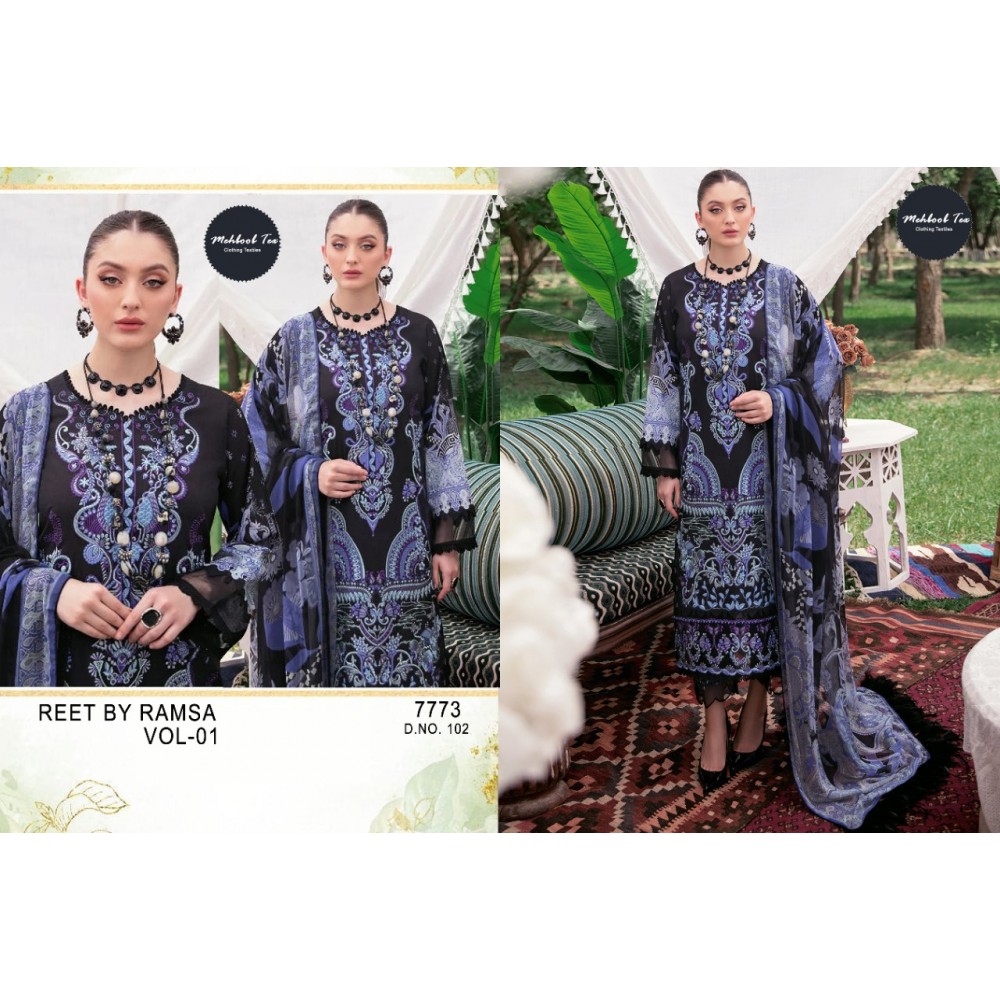 REET BY RAMSA LAWN COLLECTION VOL 1 MEHBOOB TEX (Chiffon Dupatta)