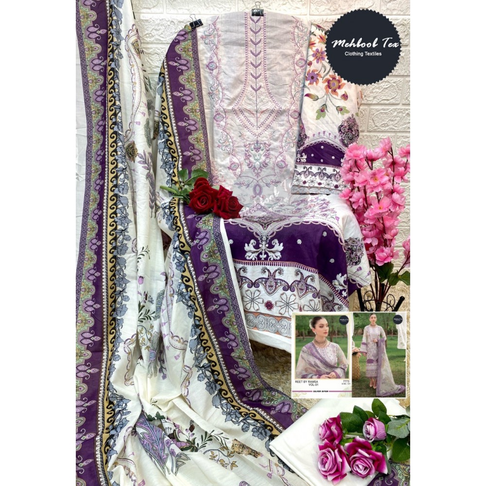 REET BY RAMSA LAWN COLLECTION VOL 1 MEHBOOB TEX (Chiffon Dupatta)