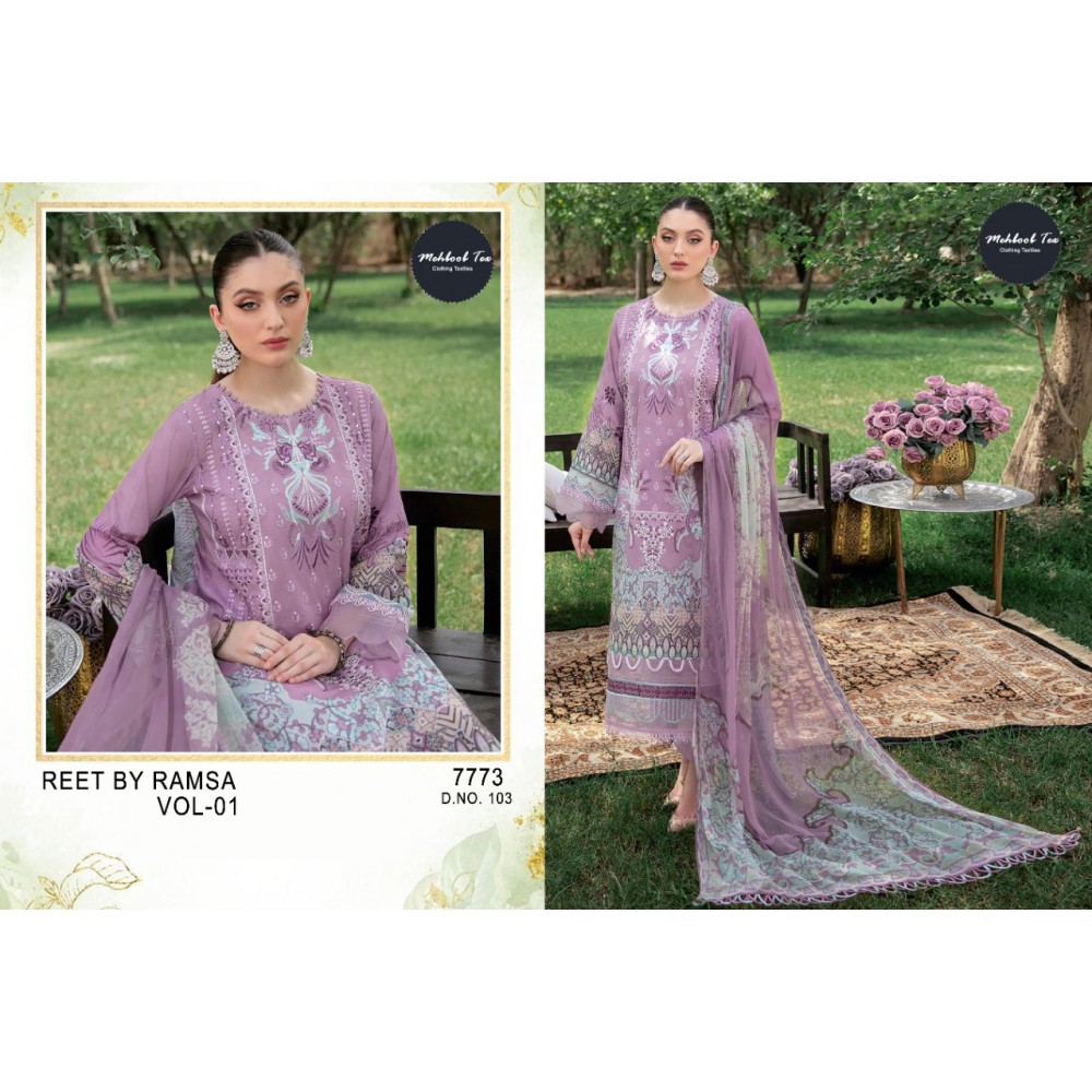 REET BY RAMSA LAWN COLLECTION VOL 1 MEHBOOB TEX (Chiffon Dupatta)