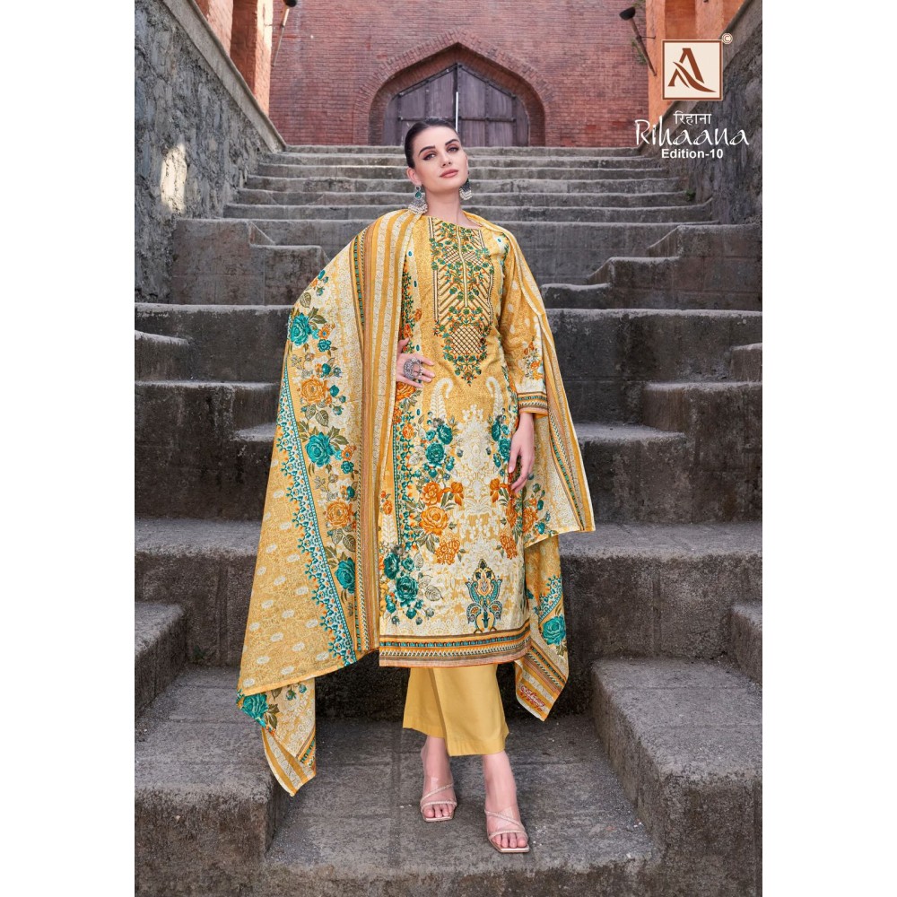 RIHAANA 10 ALOK SUITS  (Cotton dupatta)