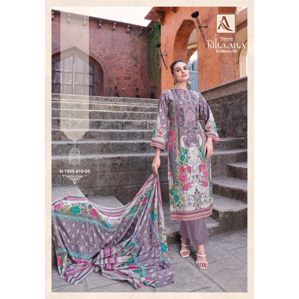 RIHAANA 10 ALOK SUITS  (Cotton dupatta)