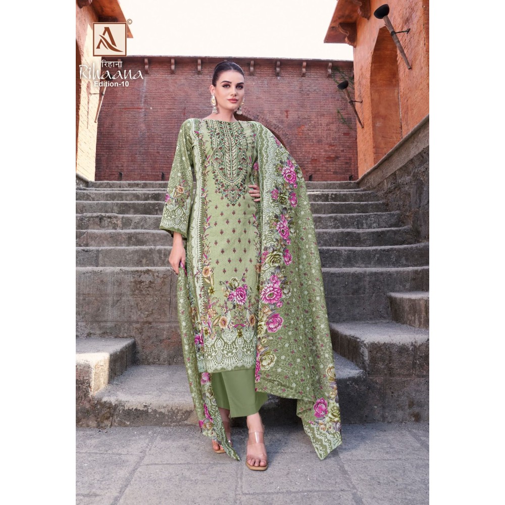 RIHAANA 10 ALOK SUITS  (Cotton dupatta)